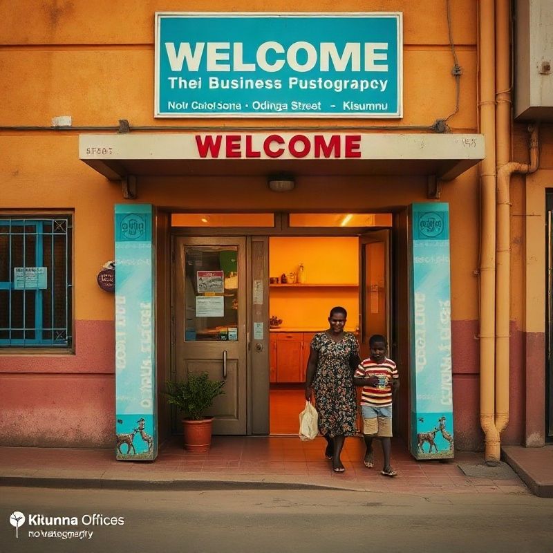 Welcoming Schoolbridgez office entrance on Oginga Odinga Street in Kisumu